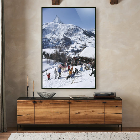 Zermatt Skiing II by Slim Aarons - Black Maple