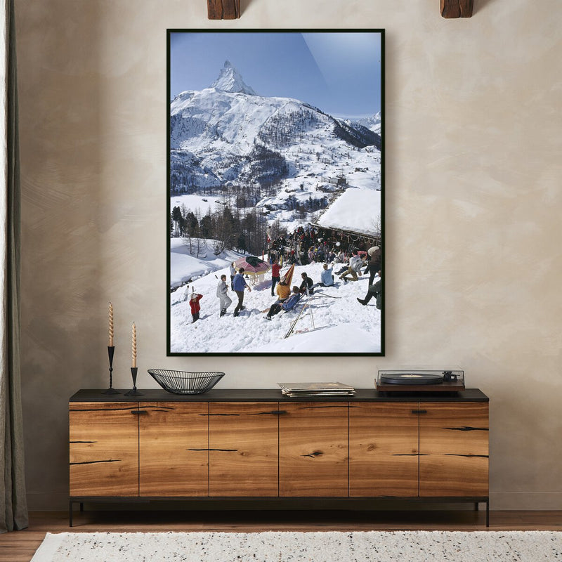 Zermatt Skiing II by Slim Aarons - Black Maple