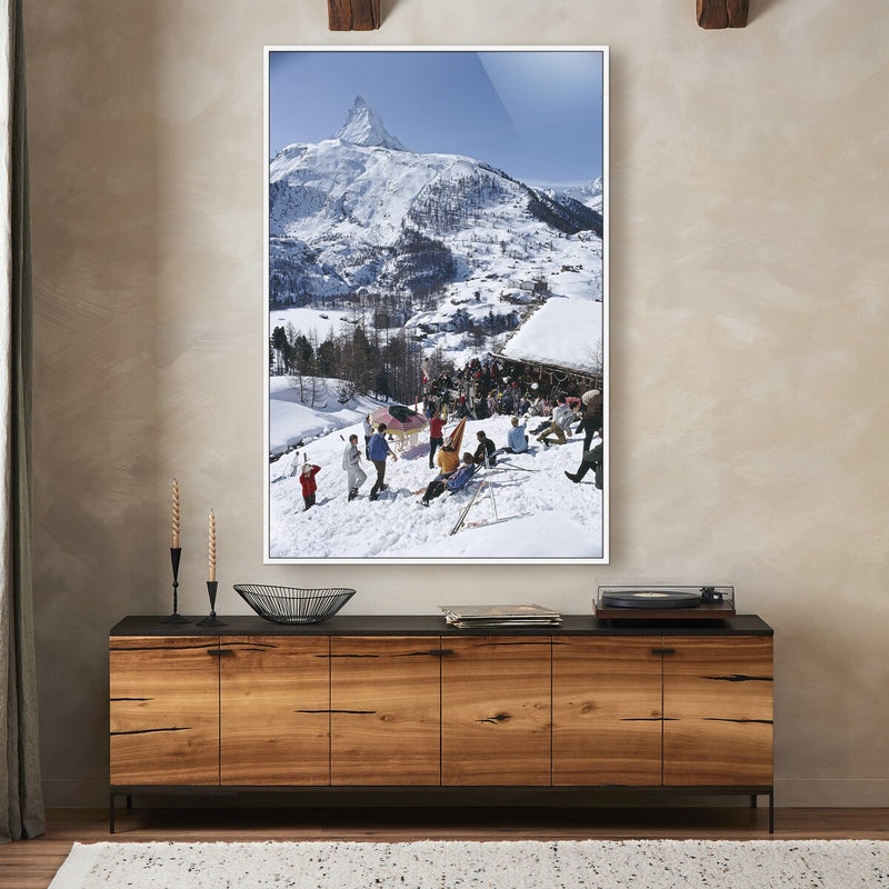 Zermatt Skiing II by Slim Aarons - White Maple