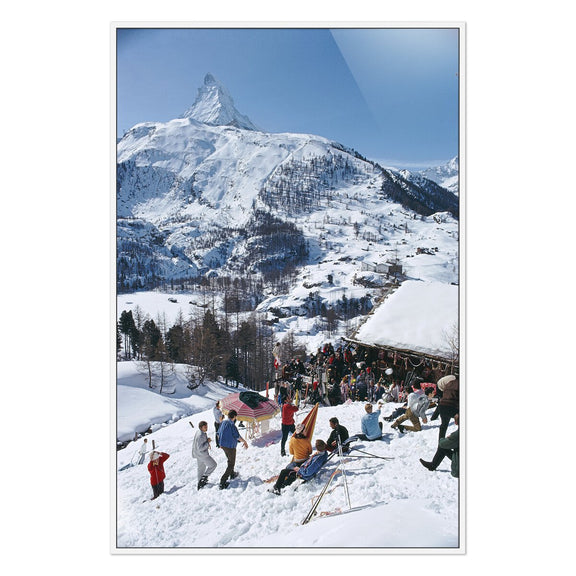 Zermatt Skiing II by Slim Aarons - White Maple