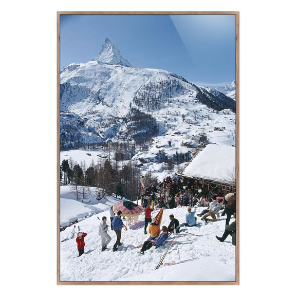 Zermatt Skiing II by Slim Aarons - Rustic Walnut