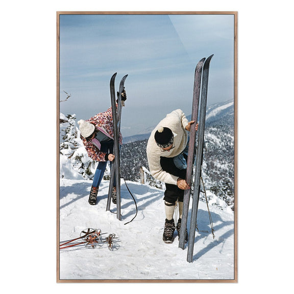 On The Slopes Of Sugarbush by Slim Aarons - Rustic Walnut