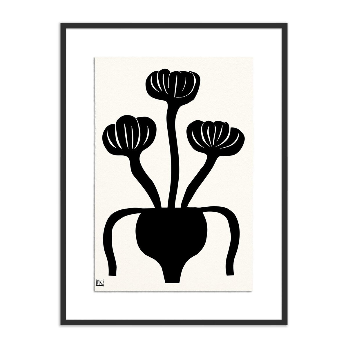Woodblock Floral I by Roseanne Kenny - Black Maple