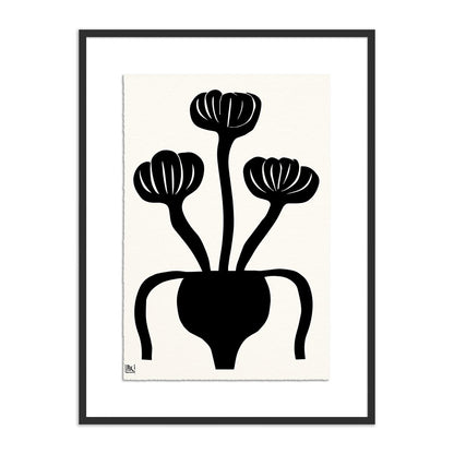 Woodblock Floral I by Roseanne Kenny - Black Maple
