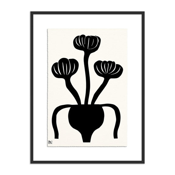Woodblock Floral I by Roseanne Kenny - Black Maple
