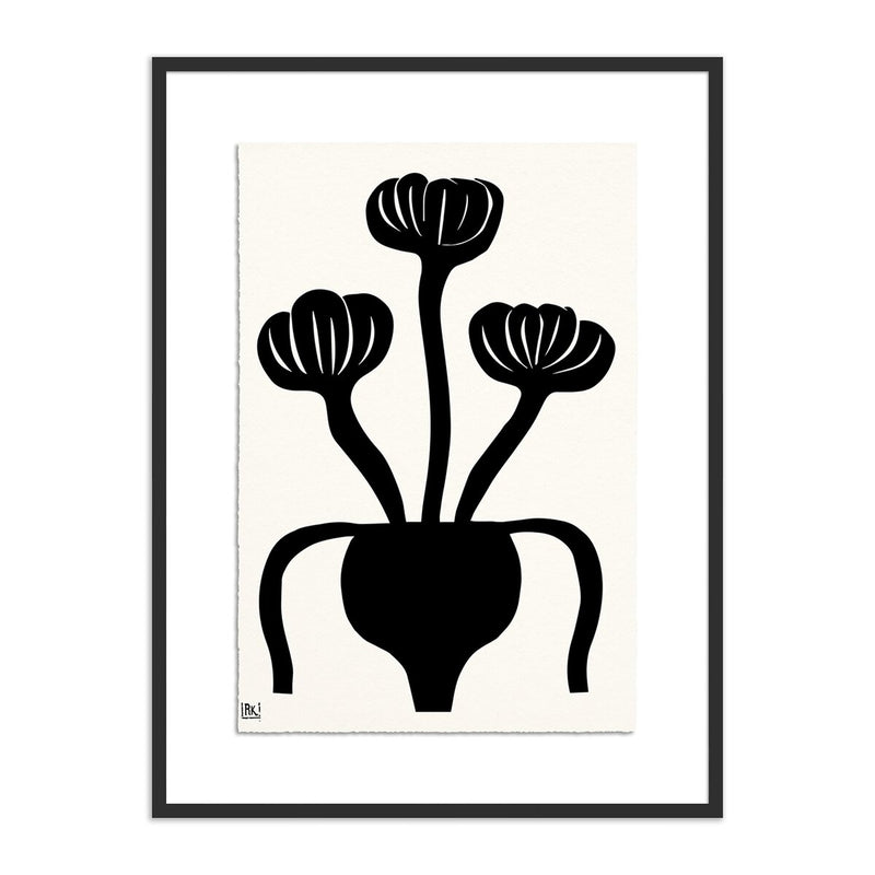 Woodblock Floral I by Roseanne Kenny - Black Maple