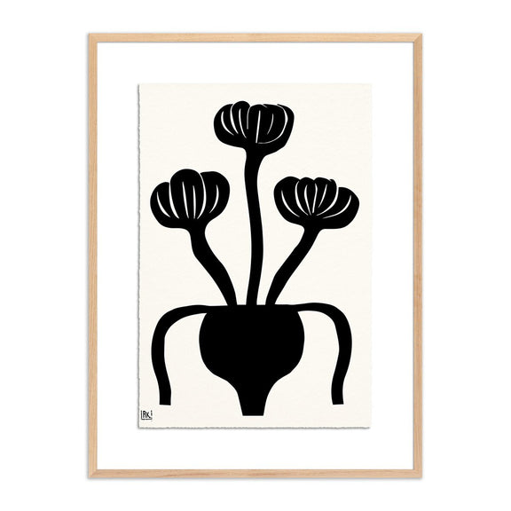 Woodblock Floral I by Roseanne Kenny - White Oak