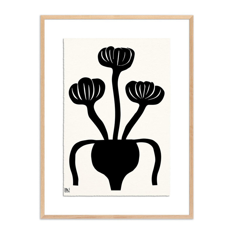 Woodblock Floral I by Roseanne Kenny - White Oak
