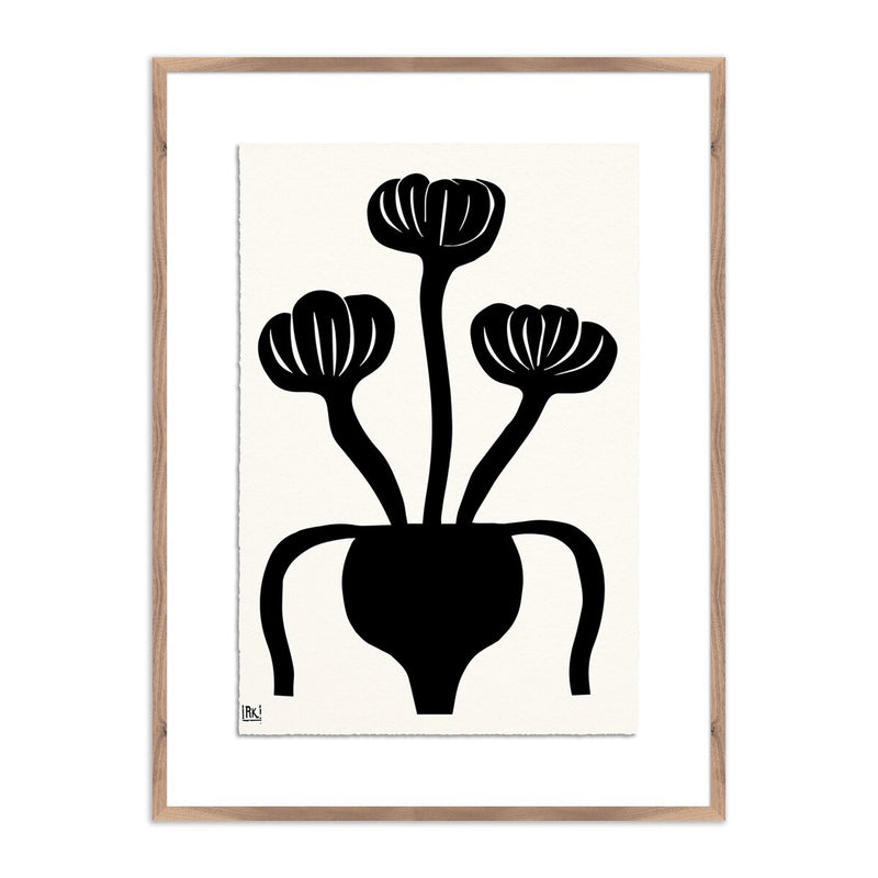 Woodblock Floral I by Roseanne Kenny - Rustic Walnut