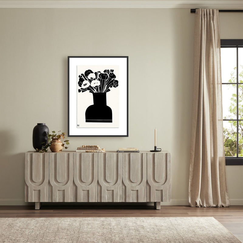 Woodblock Floral II by Roseanne Kenny - Black Maple