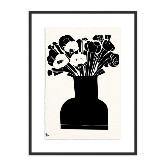 Woodblock Floral II by Roseanne Kenny - Black Maple