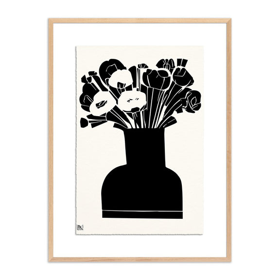Woodblock Floral II by Roseanne Kenny - White Oak
