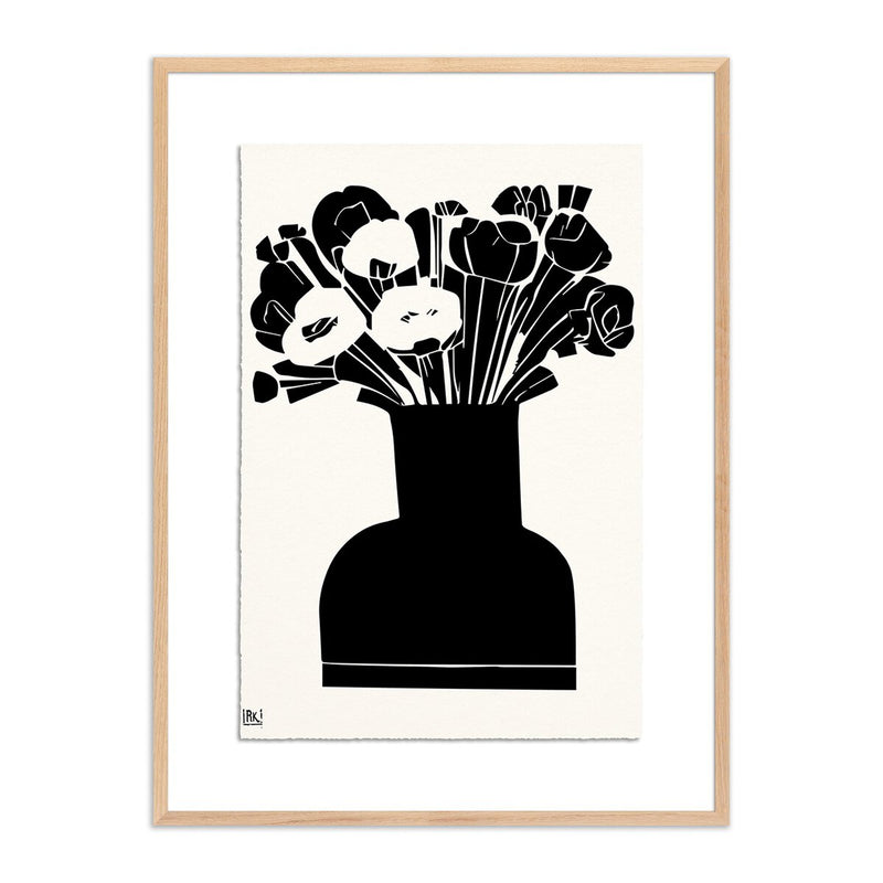 Woodblock Floral II by Roseanne Kenny - White Oak