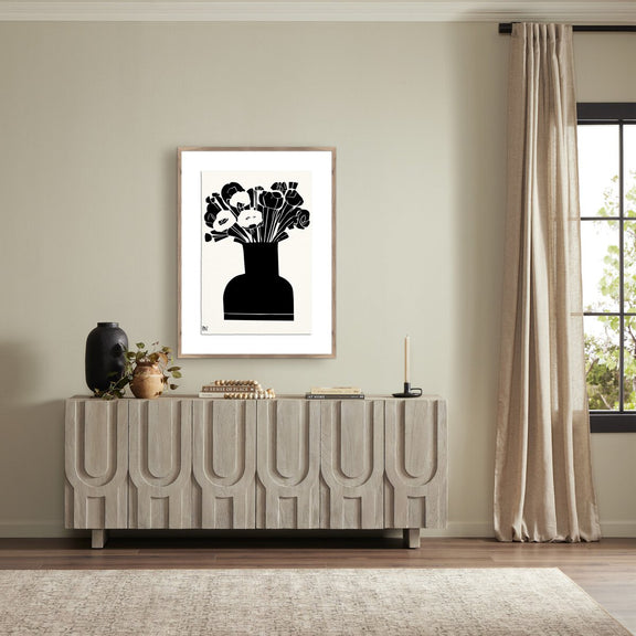 Woodblock Floral II by Roseanne Kenny - Rustic Walnut