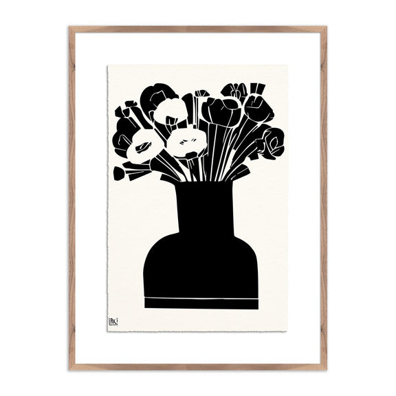 Woodblock Floral II by Roseanne Kenny - Rustic Walnut