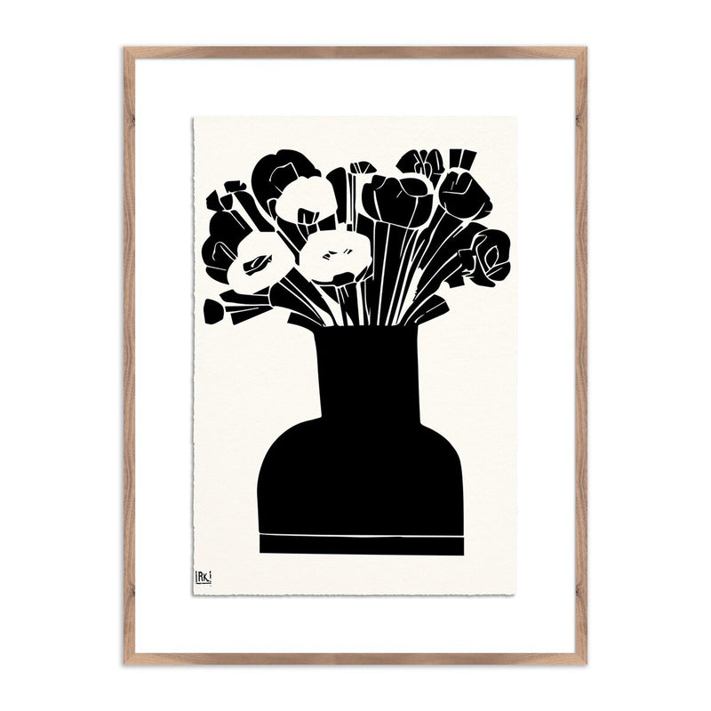 Woodblock Floral II by Roseanne Kenny - Rustic Walnut
