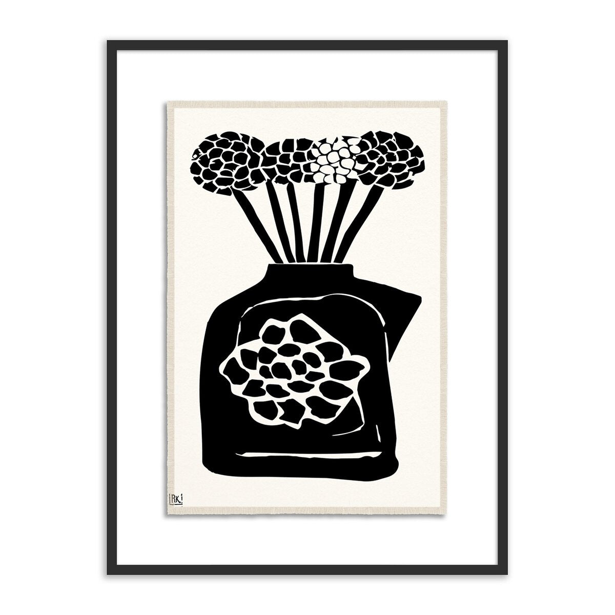 Woodblock Floral III by Roseanne Kenny - Black Maple