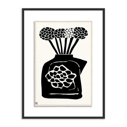 Woodblock Floral III by Roseanne Kenny - Black Maple