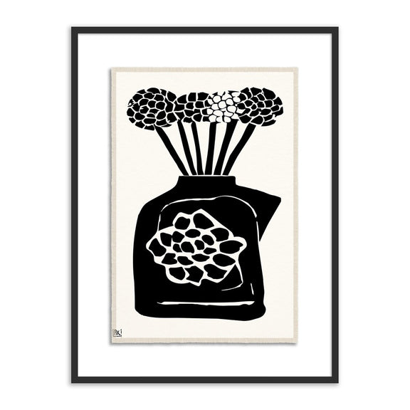 Woodblock Floral III by Roseanne Kenny - Black Maple