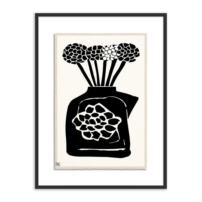 Woodblock Floral III by Roseanne Kenny - Black Maple