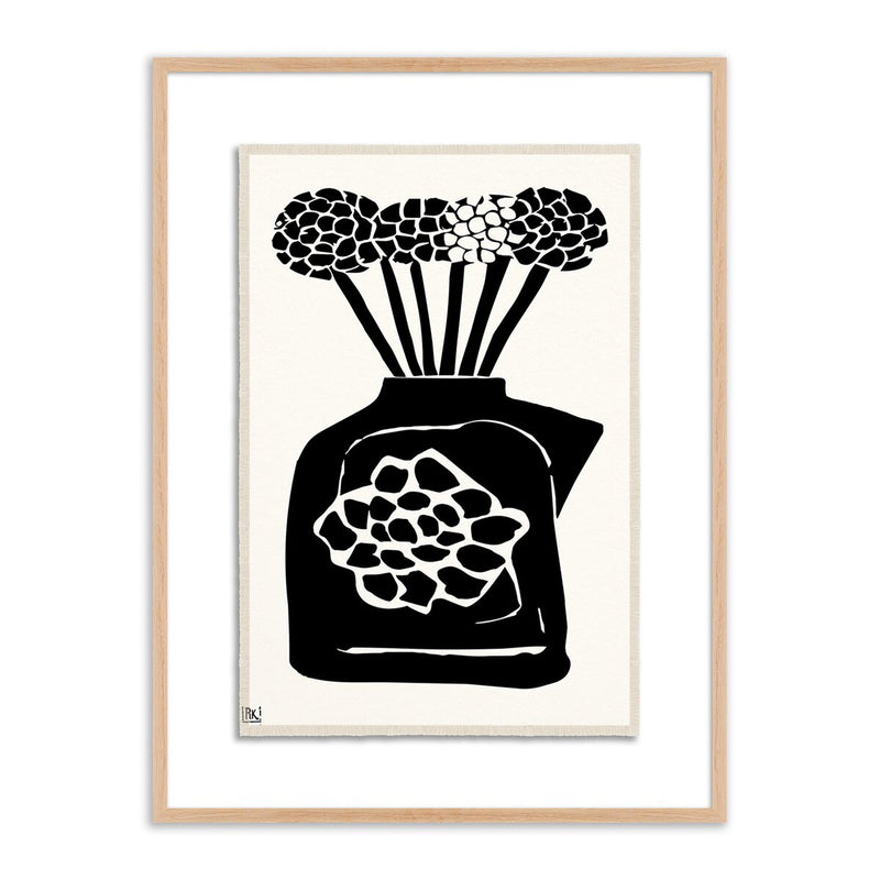Woodblock Floral III by Roseanne Kenny - White Oak