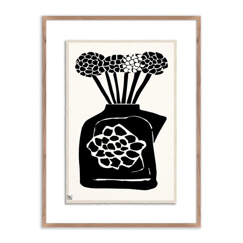 Woodblock Floral III by Roseanne Kenny - Rustic Walnut