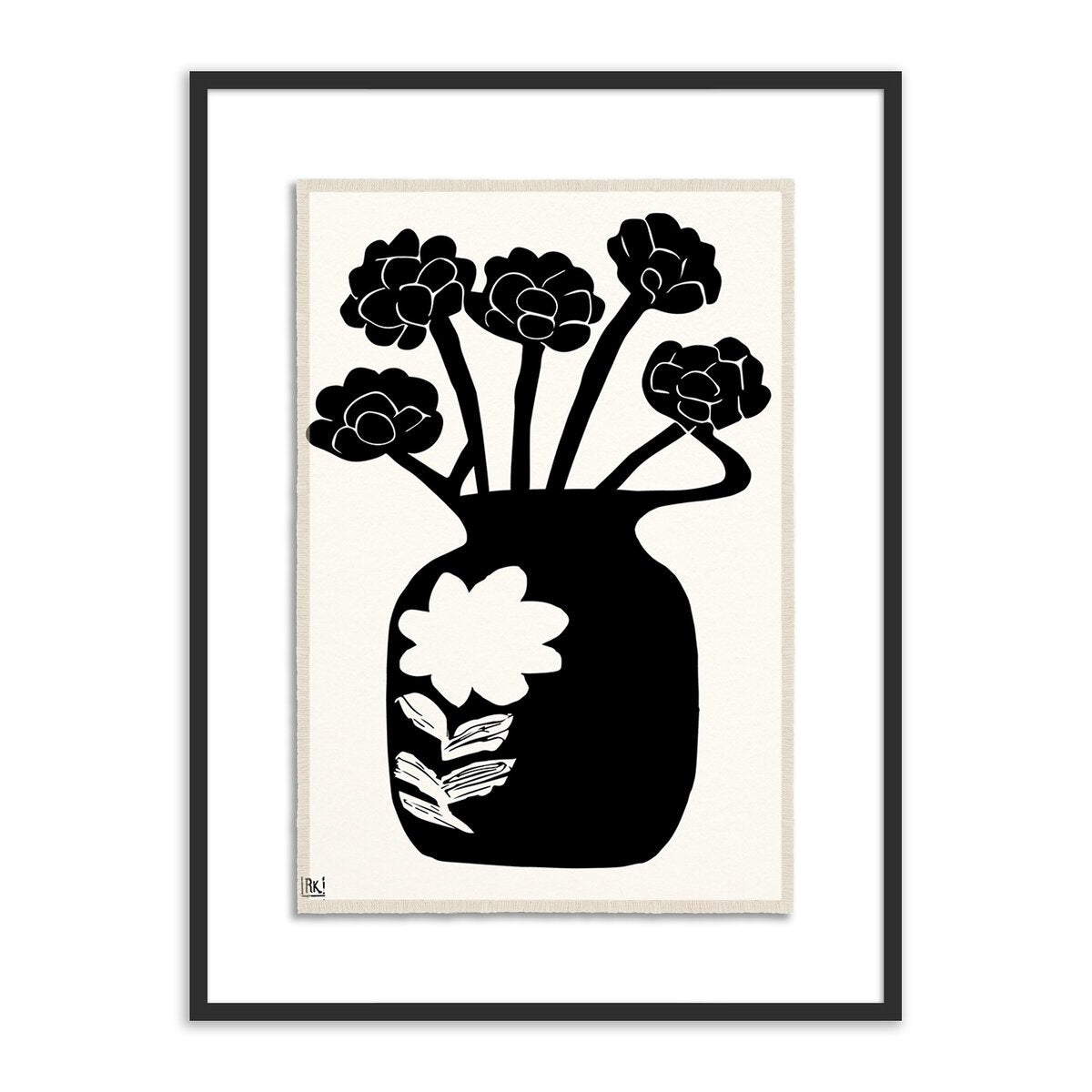 Woodblock Floral IV by Roseanne Kenny - Black Maple