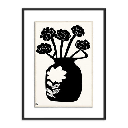 Woodblock Floral IV by Roseanne Kenny - Black Maple