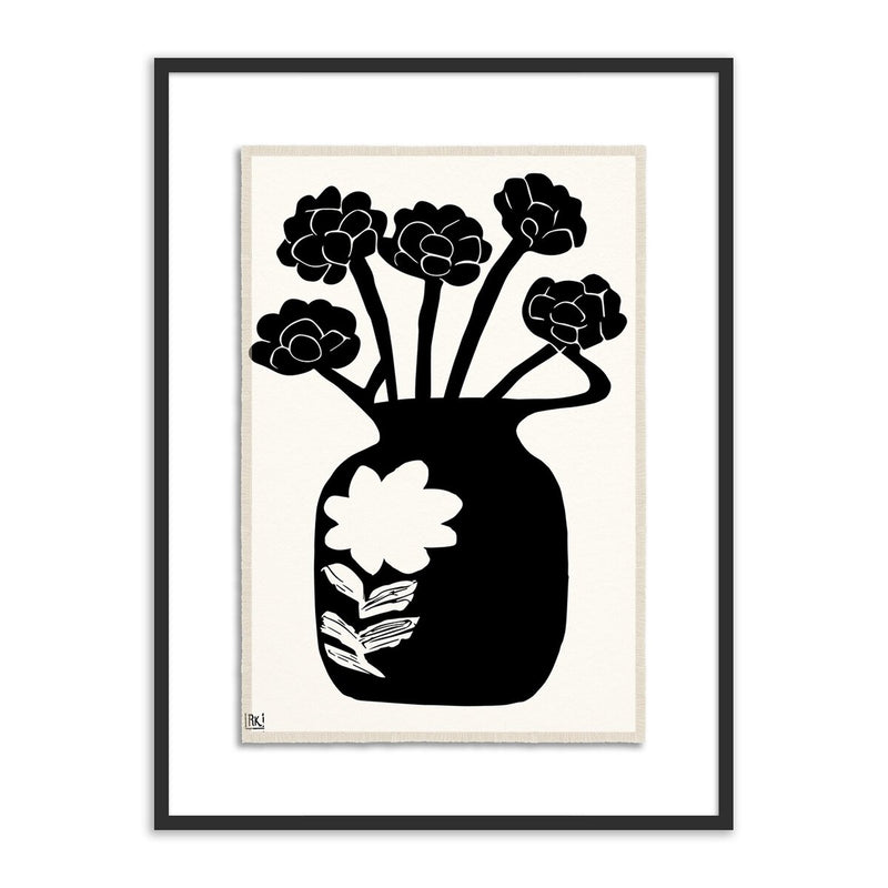 Woodblock Floral IV by Roseanne Kenny - Black Maple