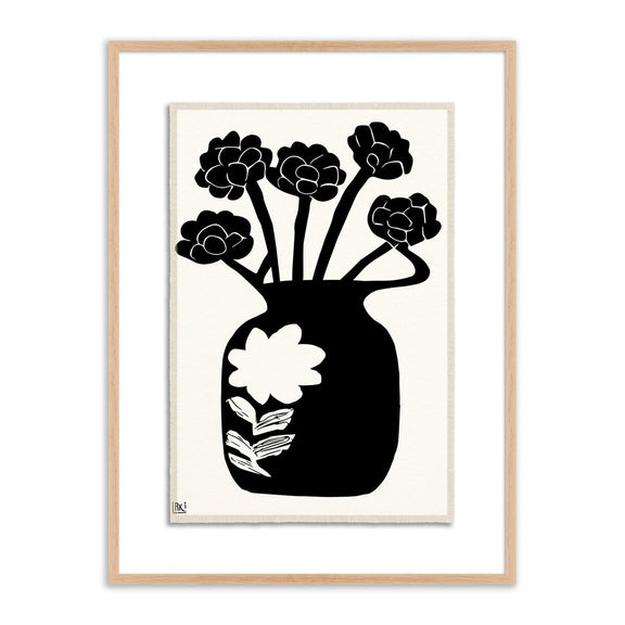 Woodblock Floral IV by Roseanne Kenny - White Oak