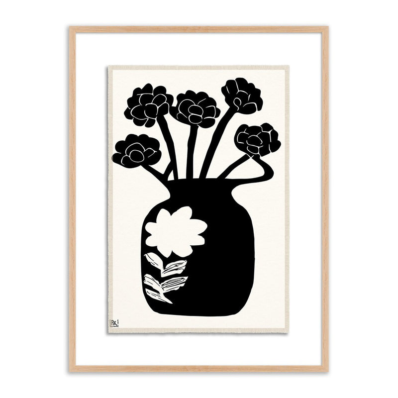 Woodblock Floral IV by Roseanne Kenny - White Oak