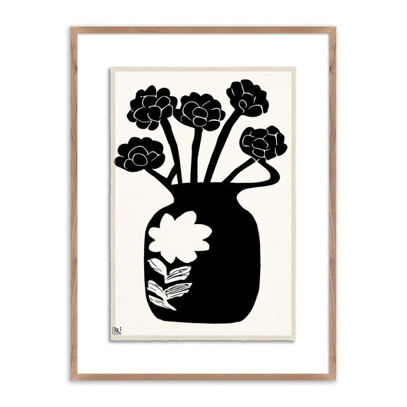 Woodblock Floral IV by Roseanne Kenny - Rustic Walnut