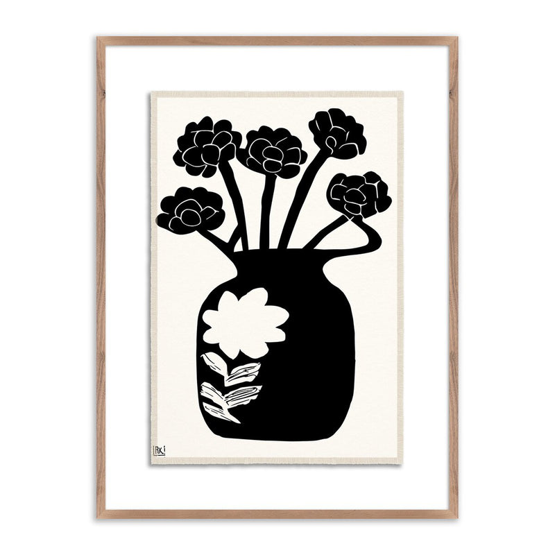 Woodblock Floral IV by Roseanne Kenny - Rustic Walnut
