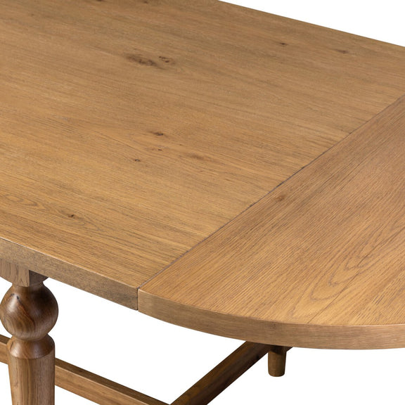 Blinn Oval Leaf Extension Dining Table - Worn Oak Veneer