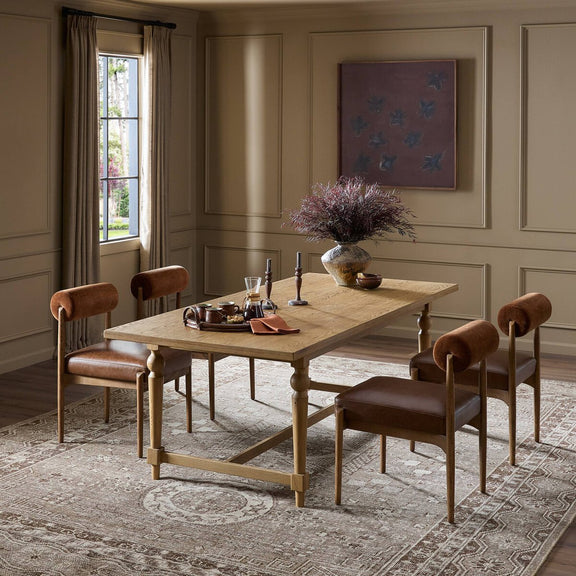 Blinn Oval Leaf Extension Dining Table - Worn Oak Veneer