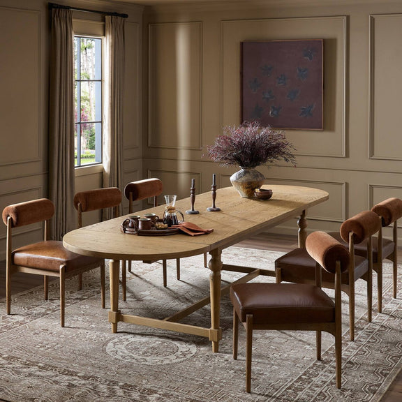 Blinn Oval Leaf Extension Dining Table - Worn Oak Veneer