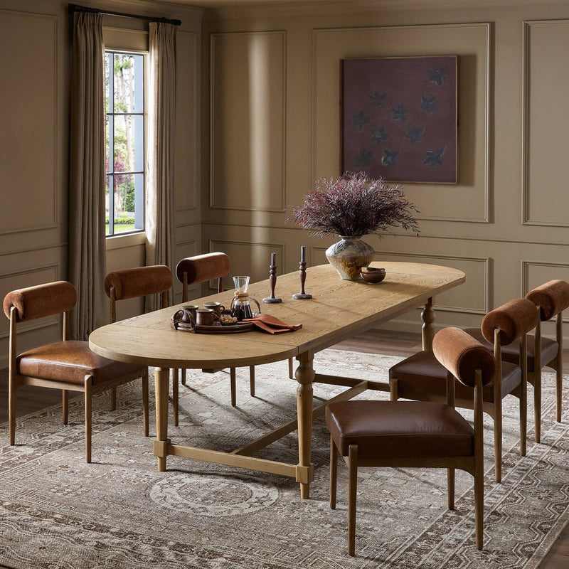 Blinn Oval Leaf Extension Dining Table - Worn Oak Veneer