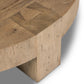 Abaso Round Coffee Table - Rustic Wormwood Oak