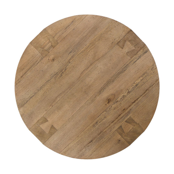 Abaso Round Coffee Table - Rustic Wormwood Oak