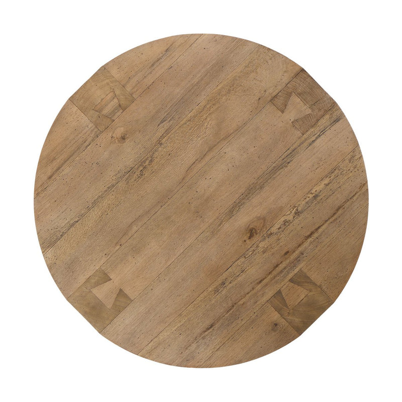 Abaso Round Coffee Table - Rustic Wormwood Oak