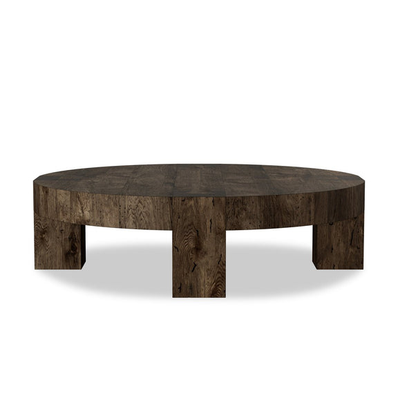 Abaso Round Coffee Table - Ebony Rustic Wormwood Oak