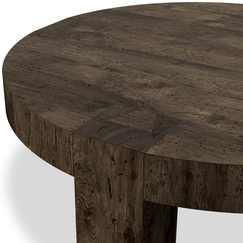 Abaso Round Coffee Table - Ebony Rustic Wormwood Oak