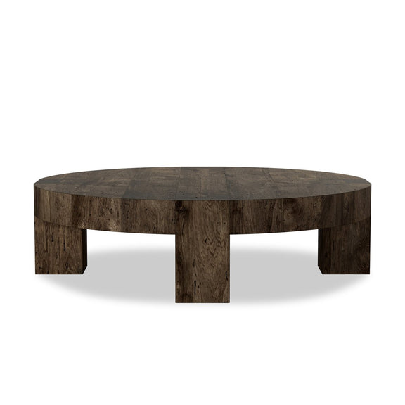 Abaso Round Coffee Table - Ebony Rustic Wormwood Oak