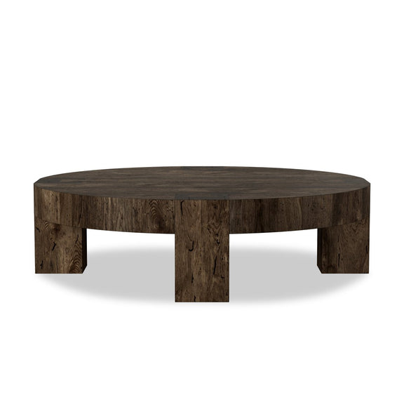 Abaso Round Coffee Table - Ebony Rustic Wormwood Oak