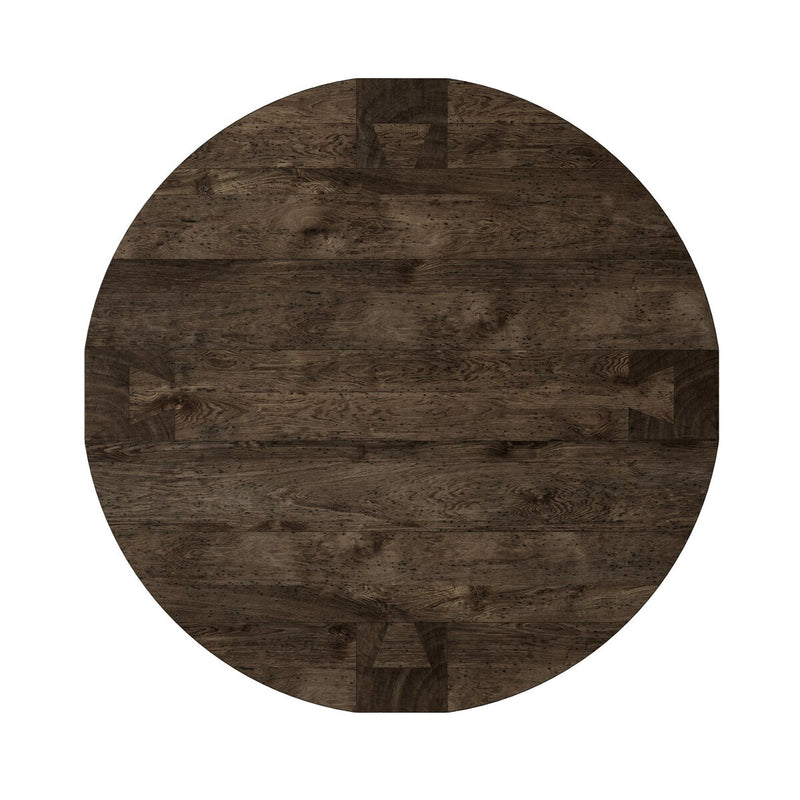 Abaso Round Coffee Table - Ebony Rustic Wormwood Oak