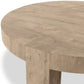 Abaso Round Coffee Table - Whitewash Rustic Wormwood Oak