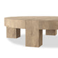 Abaso Round Coffee Table - Whitewash Rustic Wormwood Oak