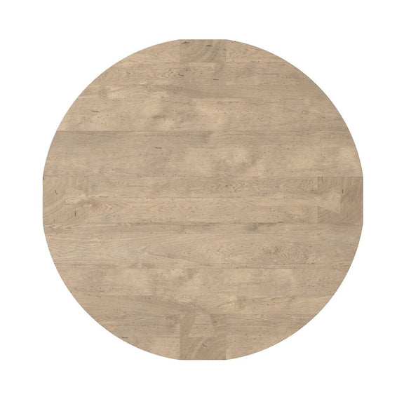 Abaso Round Coffee Table - Whitewash Rustic Wormwood Oak