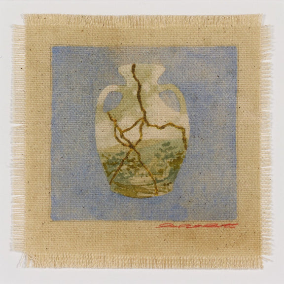 Poetic Mend Blue 2 by Laurel-Dawn Latshaw - Rooftop Vertical Grain White Oak