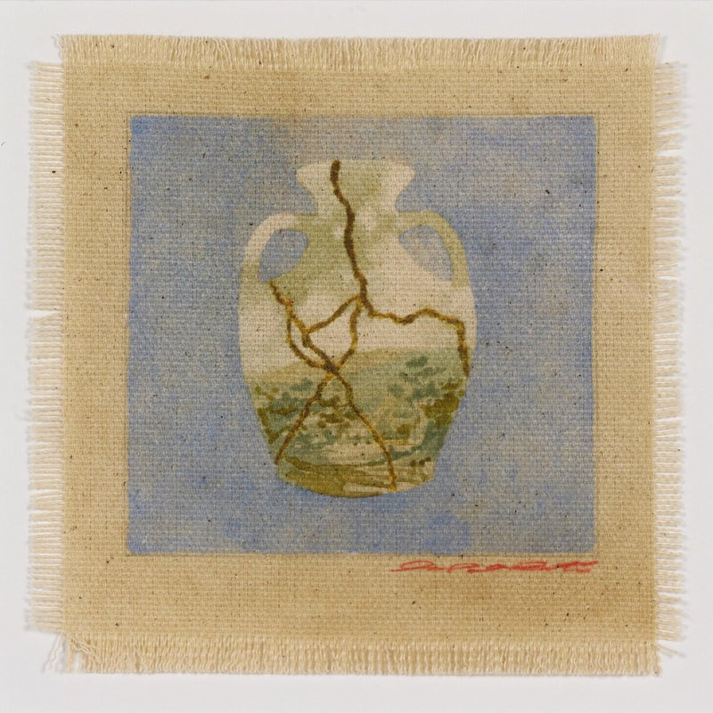 Poetic Mend Blue 2 by Laurel-Dawn Latshaw - Rooftop Vertical Grain White Oak